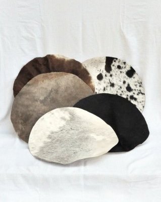 Paket 5 deklassierte Djembe Trommel Rinderfelle mit Haaren M