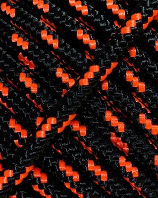Verstärktes Djembe Trommel Seil 5 mm Schwarz / Neonorange 20 m